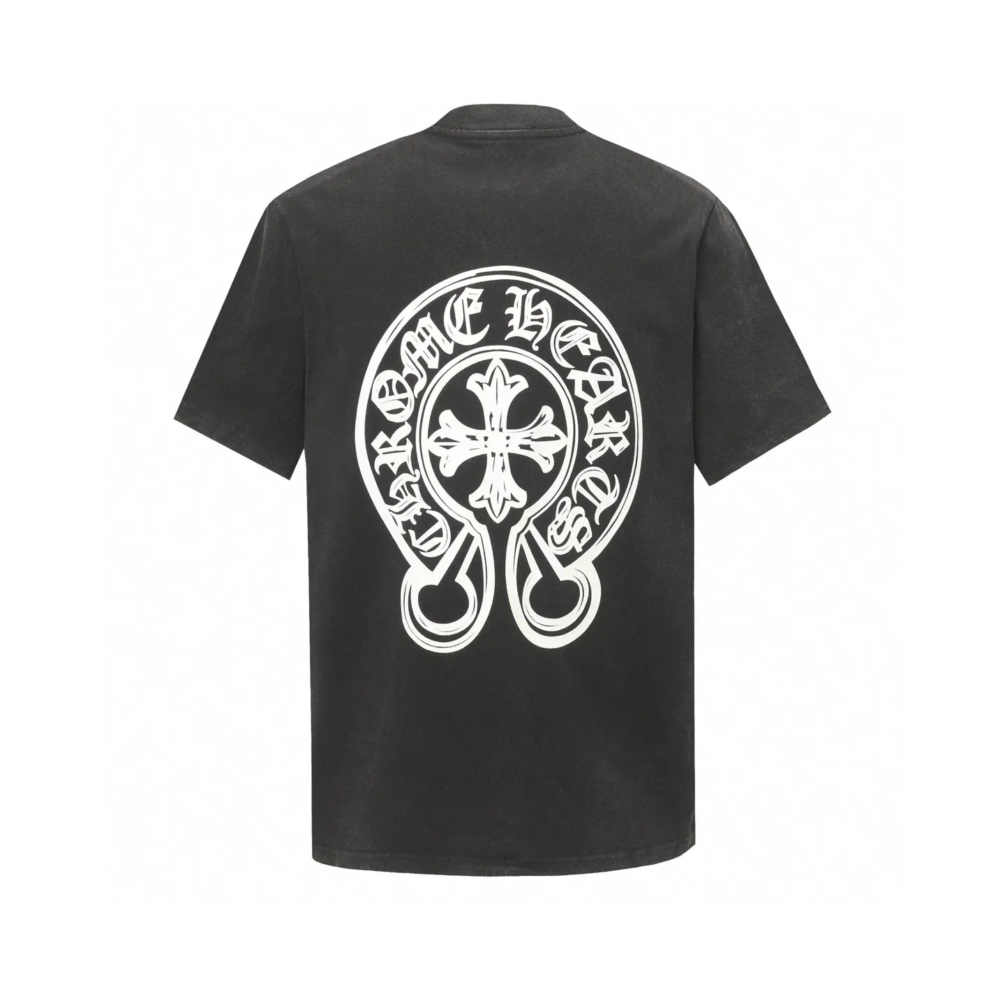 🅿️180 Chrome hearte/Chrome heart ch 25ss early spring new Sanskrit logo washed T-shirt short sleeves. A must-have item for daily commuting for men and women in light luxury. The correct version is welcome to compare. Detailed features ·280g 100% cotton double yarn jersey fabric ·Special thickened 32 pieces of double-strand 1x1 thread in the same vat ·Double-needle cross-stitch technology ·Original main mark washed hangtag COLOUR: Washed black SIZE：xs-l